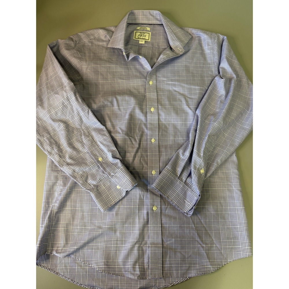 Jos. A. Bank 1905 Tailored Fit Non-Iron Dress Shirt Purple Glen Plaid Mens 16-34